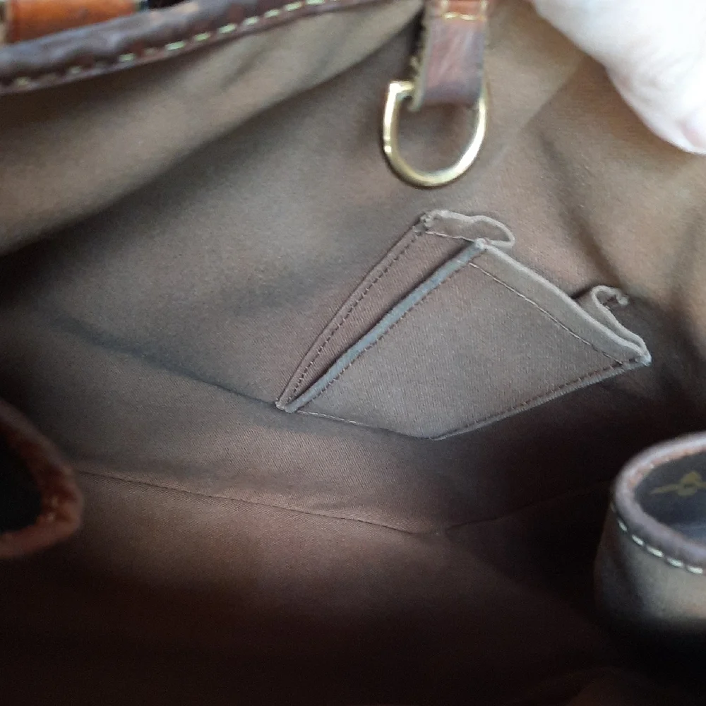 Louis Vuitton Brown Monogram Canvas Shoulder Tote with Leather Trim - Picture 12 of 16